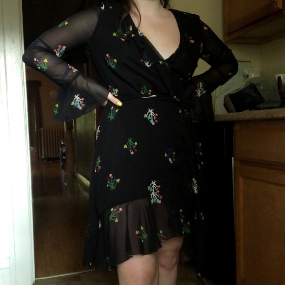 Cynthia Rowley Malibu Black Ruffle Wrap Dress - Picture 11 of 11